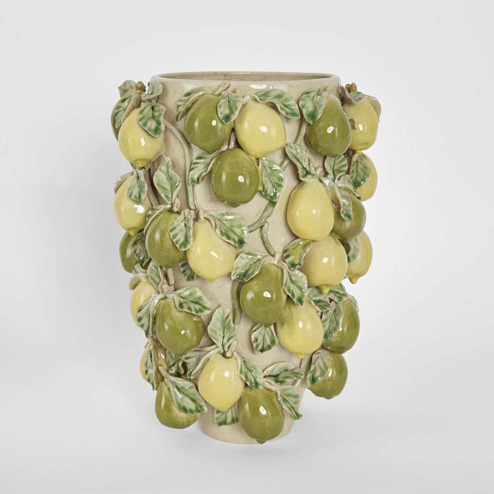 Pear Tall Vase Green & Yellow