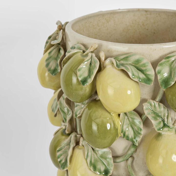 Pear Tall Vase Green & Yellow