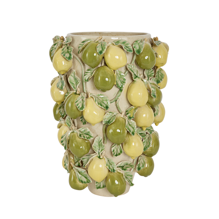 Pear Tall Vase Green & Yellow