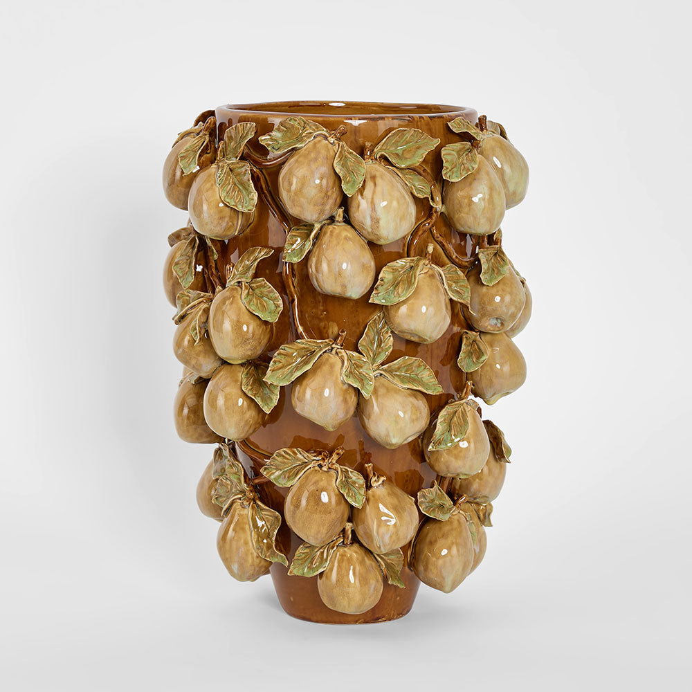 Pear Tall Vase Brown & Cream