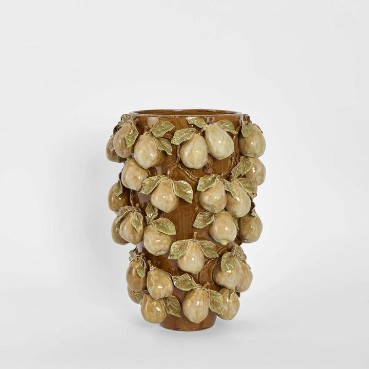 Pear Tall Vase Brown & Cream