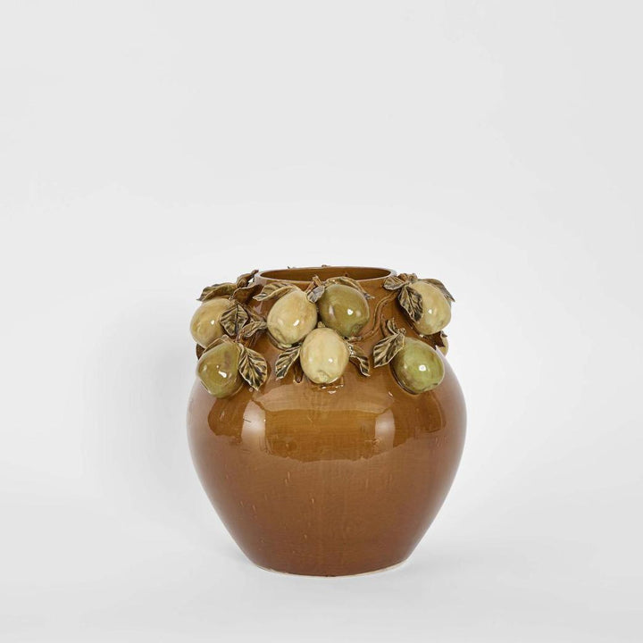 Pear Vase Brown & Cream