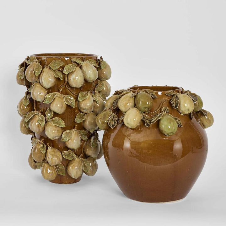 Pear Vase Brown & Cream