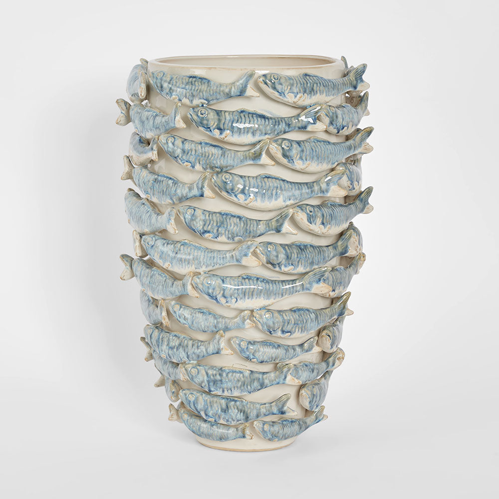 Reef Tall Vase Blue & White