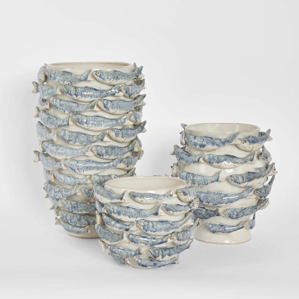 Reef Tall Vase Blue & White