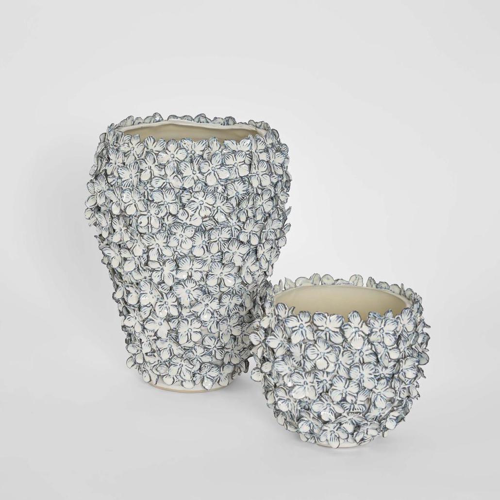 Bloom Vase Short
 Blue & White