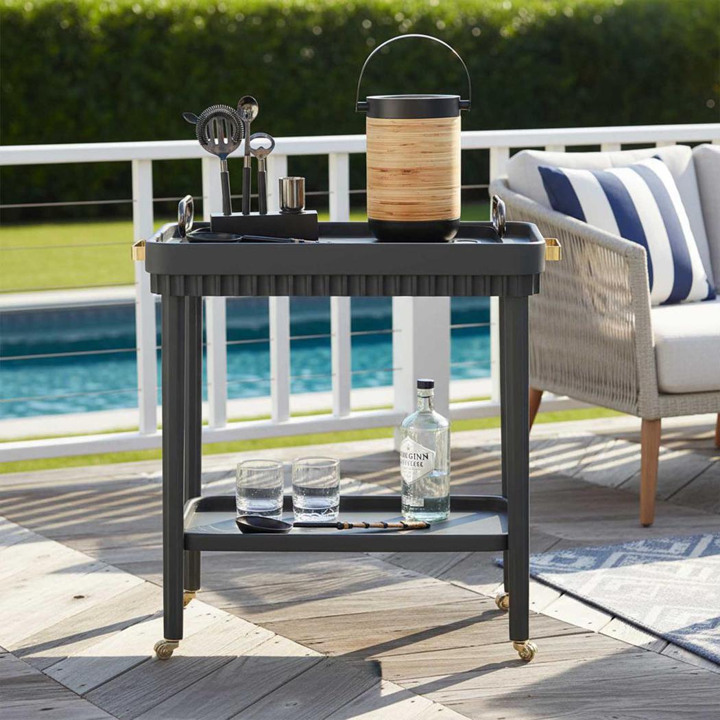 Plantation Wine Cooler Black & Rattan