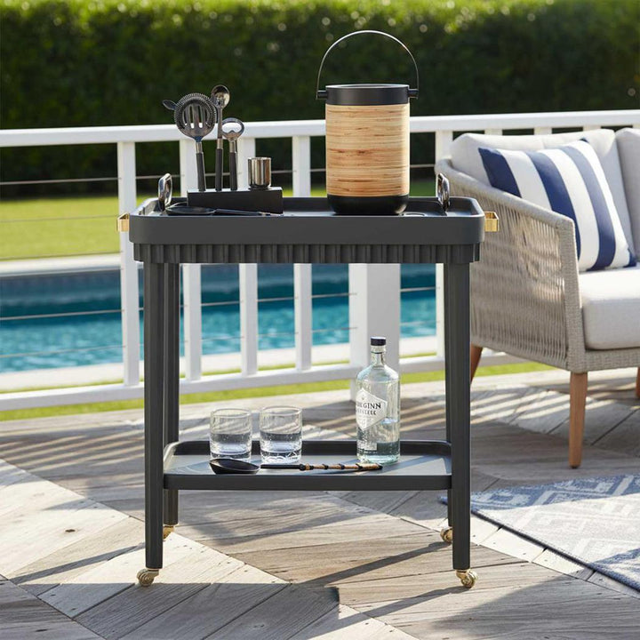 Plantation Wine Cooler Black & Rattan