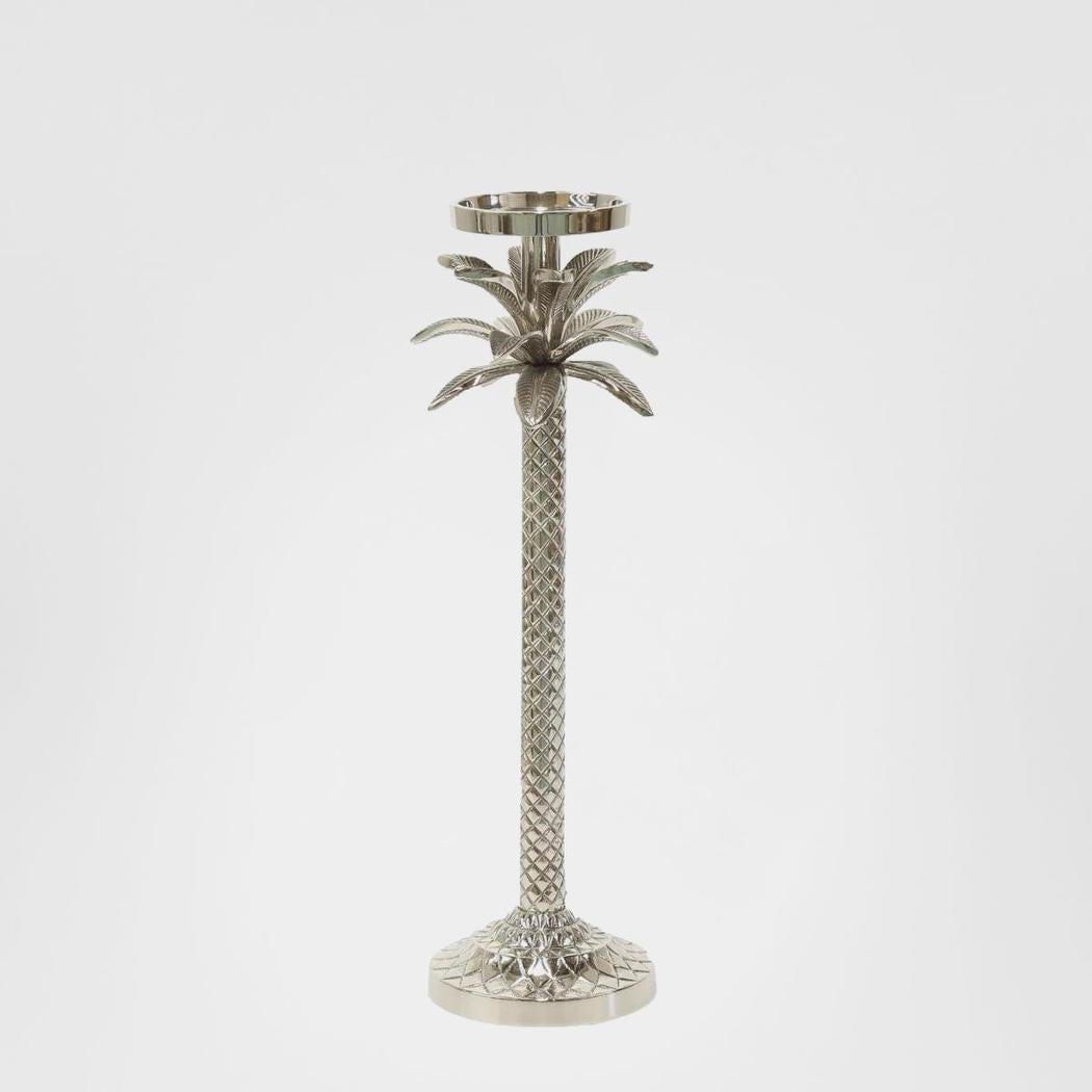 Raffles Palm Candle Stick Silver Medium