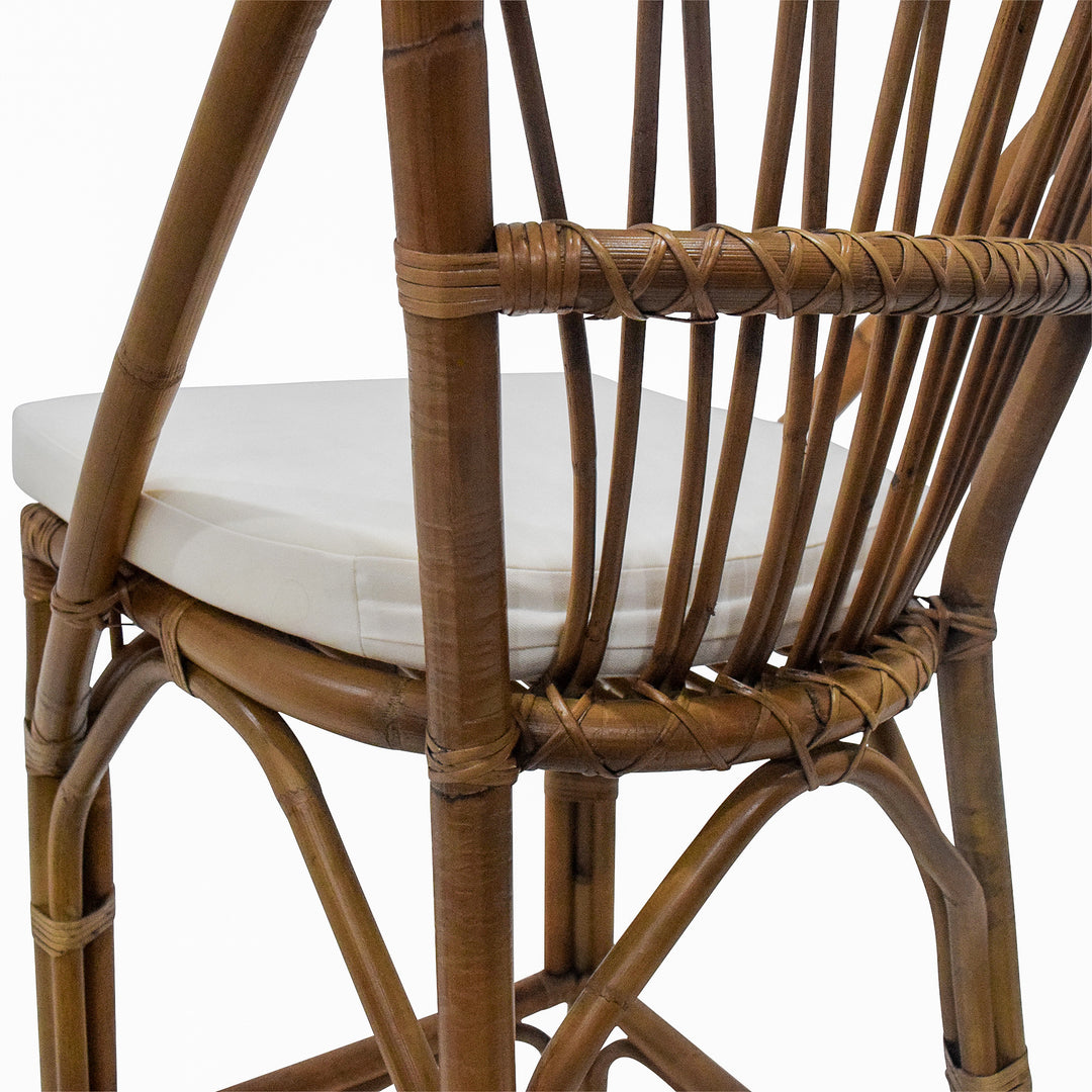 Cayman Rattan Hamptons Barstool Natural W/Cream Cushions & Footrest