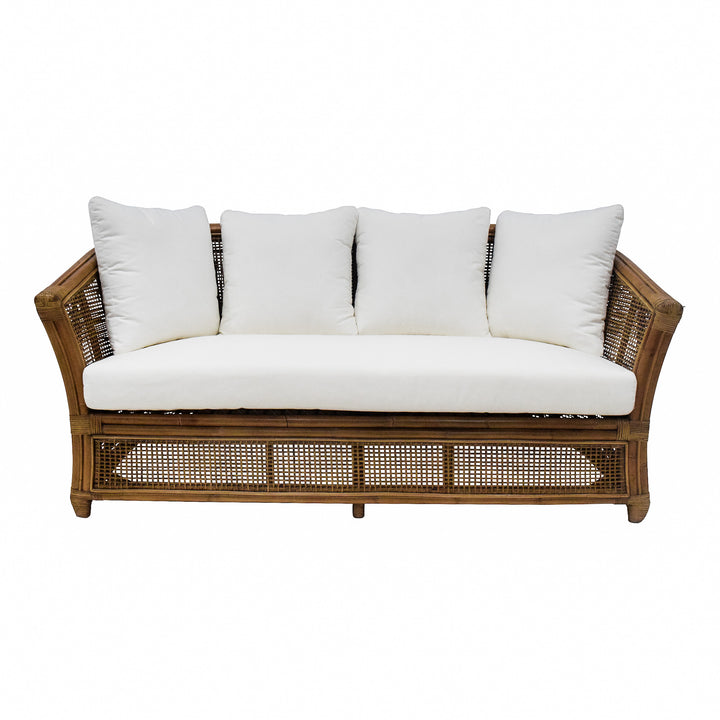 Cayman 2 Seat Rattan Sofa Cream Cushion