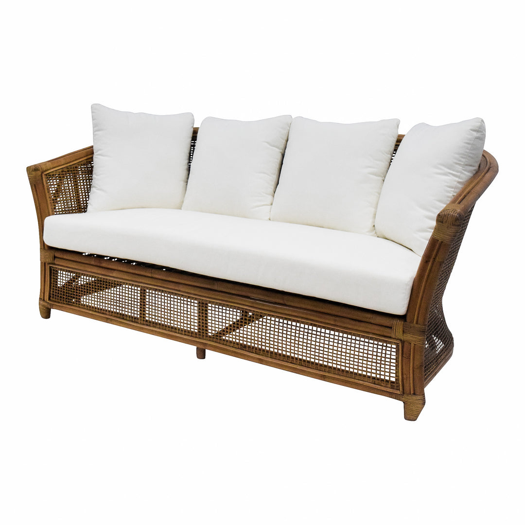 Cayman 2 Seat Rattan Sofa Cream Cushion