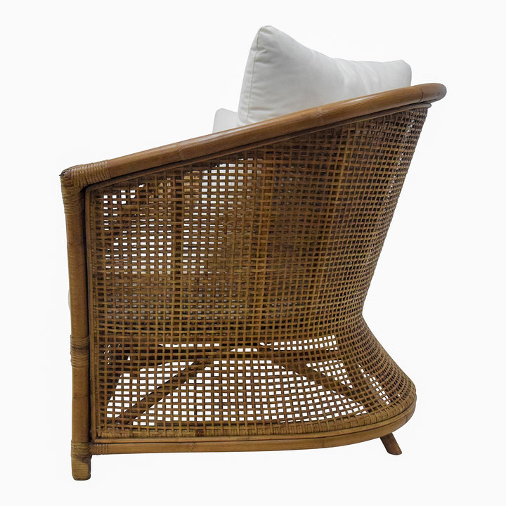 Cayman 2 Seat Rattan Sofa Cream Cushion