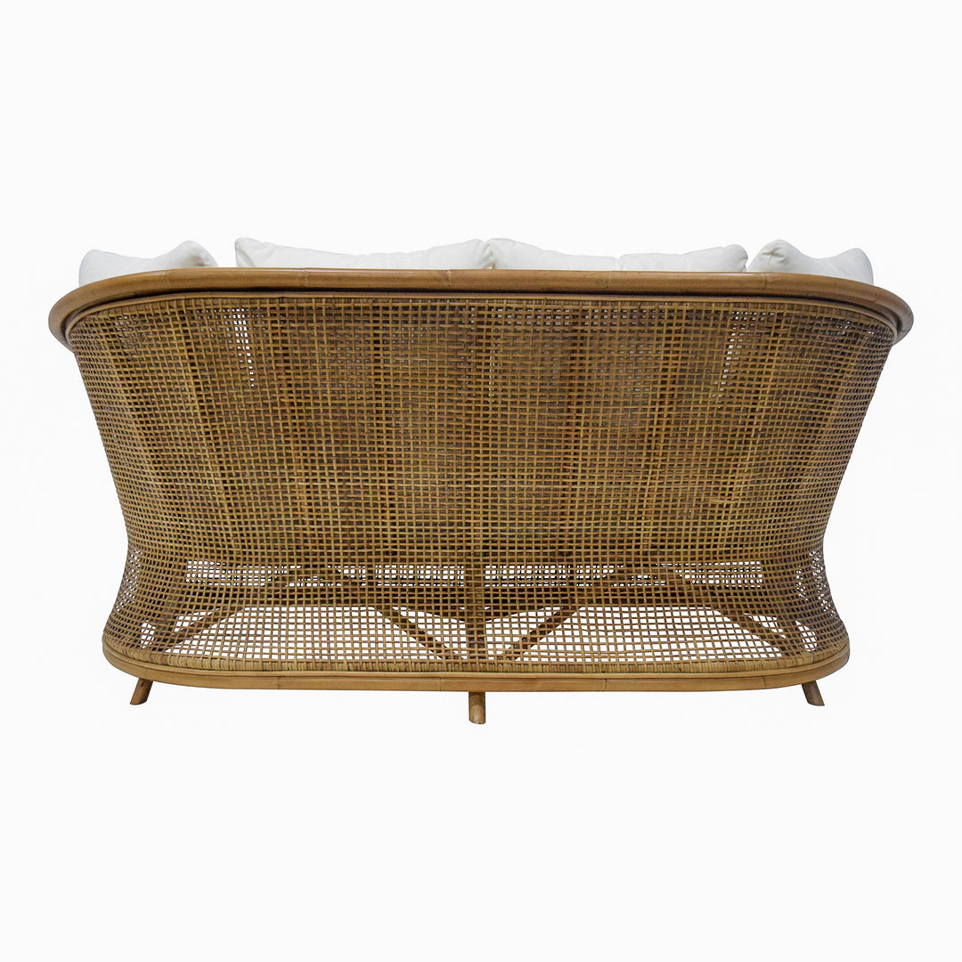 Cayman 2 Seat Rattan Sofa Cream Cushion