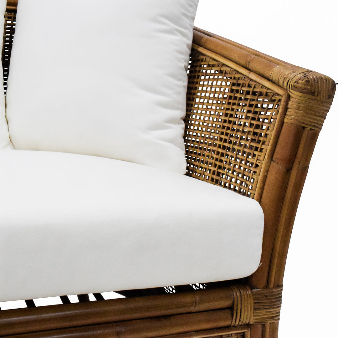 Cayman 2 Seat Rattan Sofa Cream Cushion