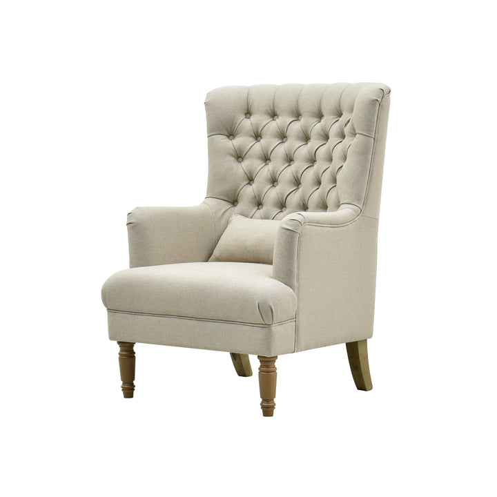 Bayside Hamptons Buttoned Armchair Natural Linen Blend