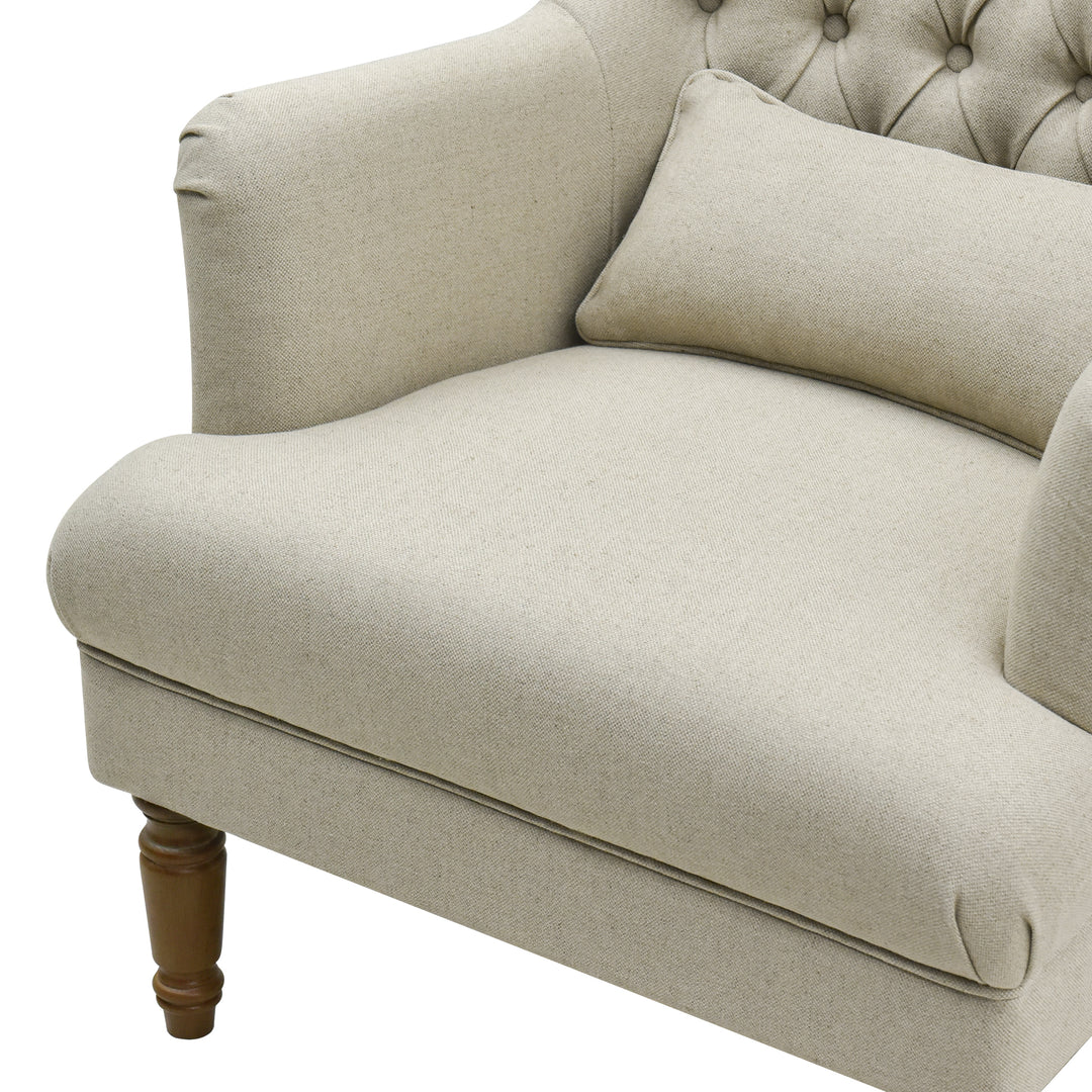 Bayside Hamptons Buttoned Armchair Natural Linen Blend