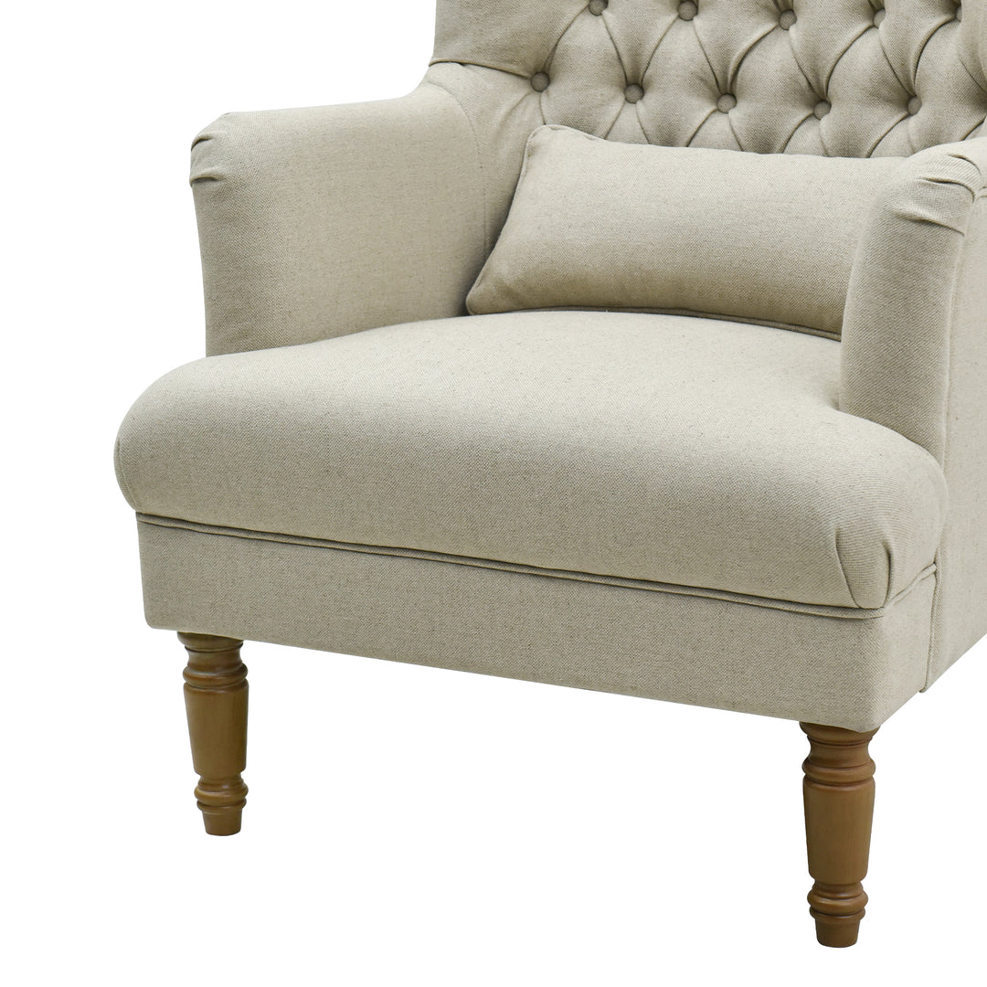 Bayside Hamptons Buttoned Armchair Natural Linen Blend