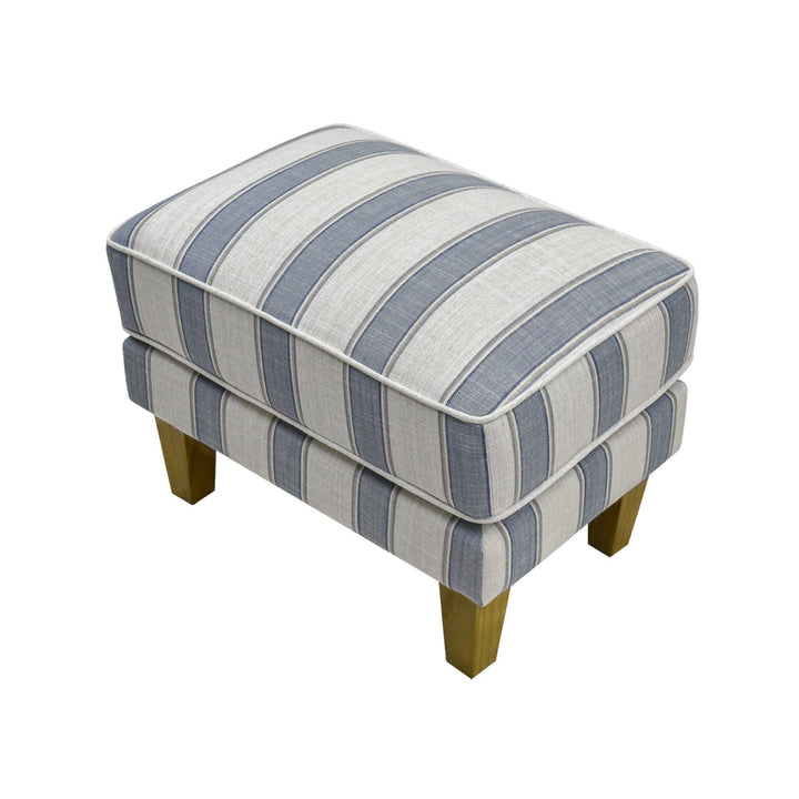 Bondi Hamptons Ottoman Blue Sky Stripe W/White Piping