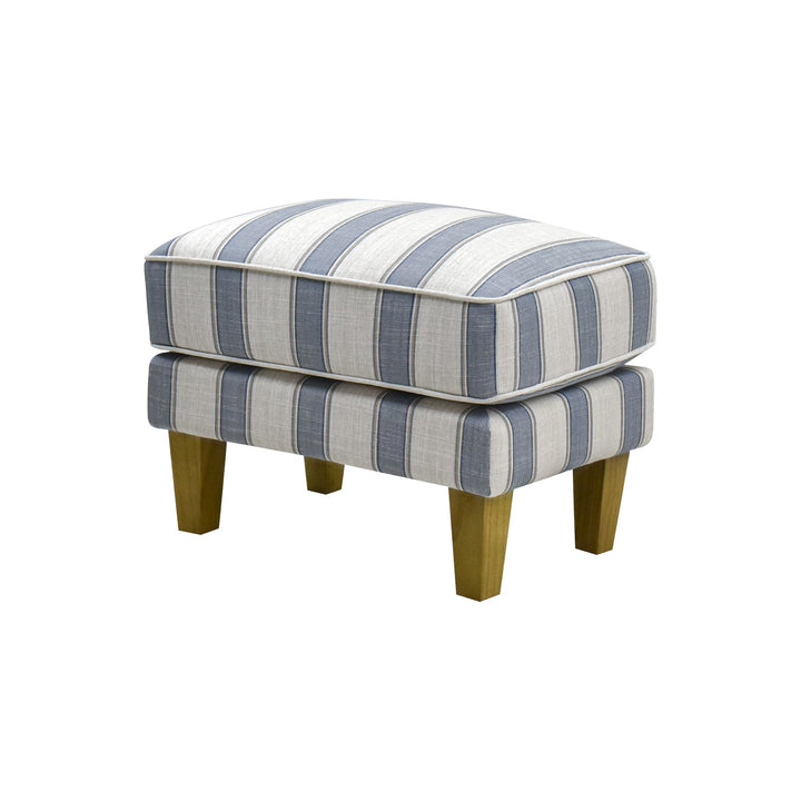 Bondi Hamptons Ottoman Blue Sky Stripe W/White Piping