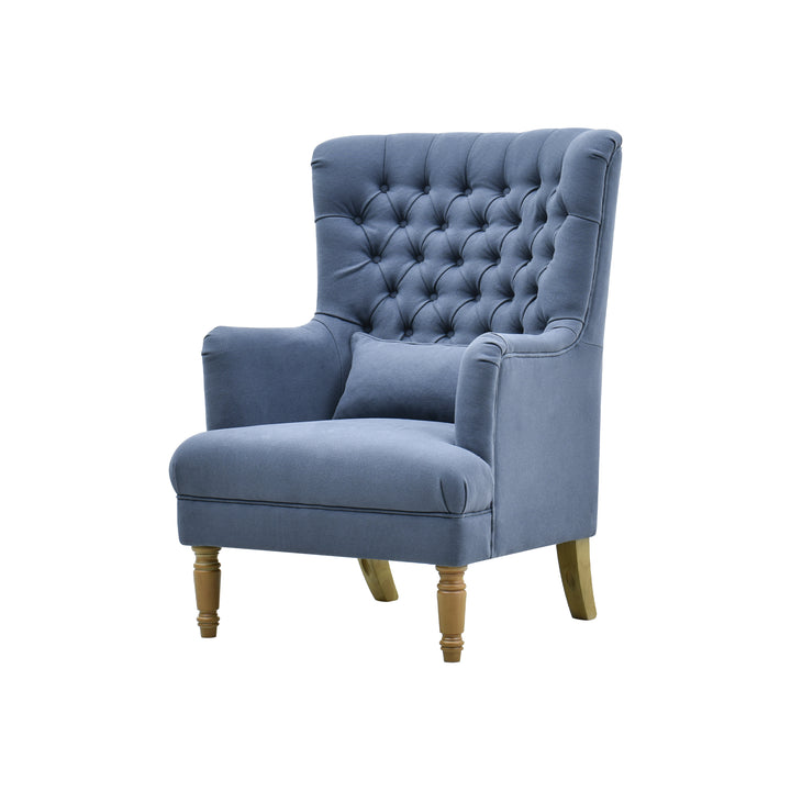 Bayside Hamptons Buttoned Armchair Navy Linen Blend