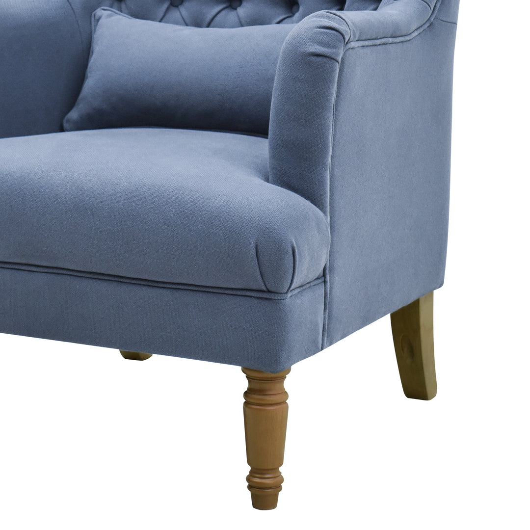 Bayside Hamptons Buttoned Armchair Navy Linen Blend