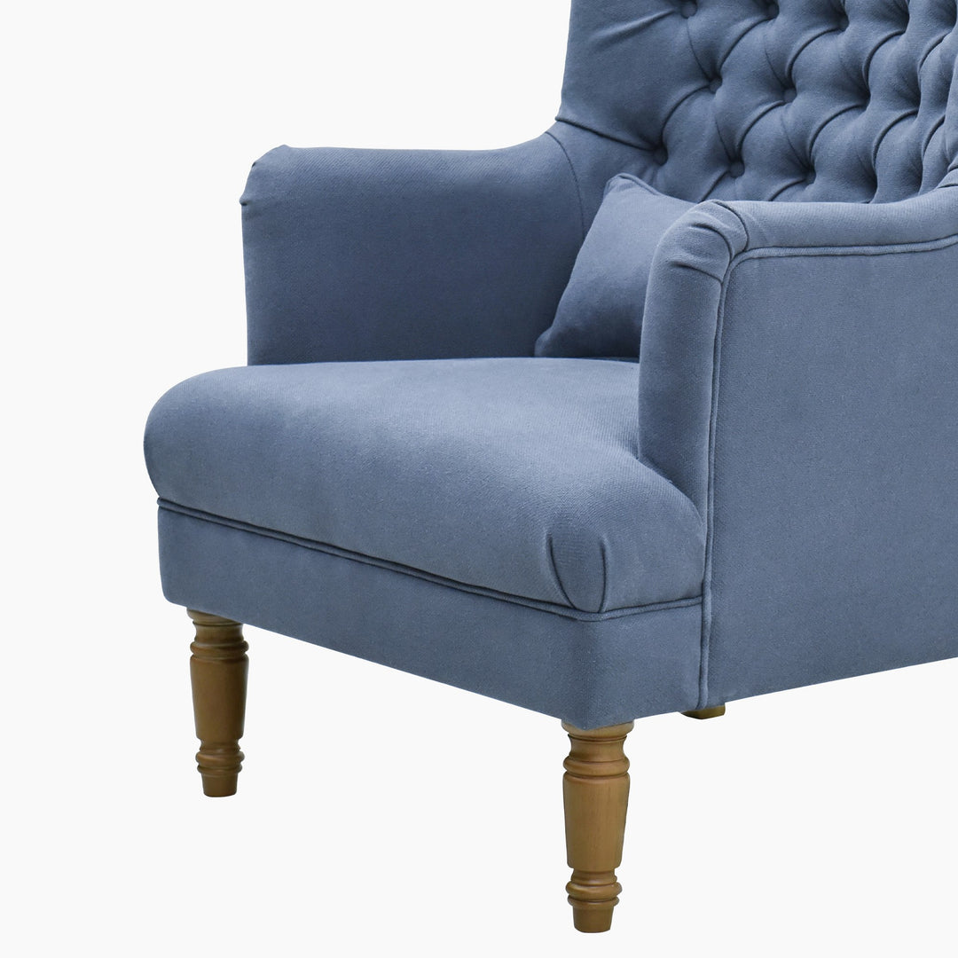 Bayside Hamptons Buttoned Armchair Navy Linen Blend