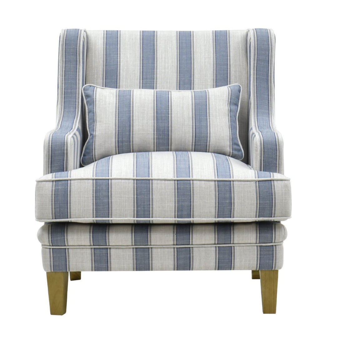 Bondi Hamptons Armchair Blue Sky Stripe W/White Piping