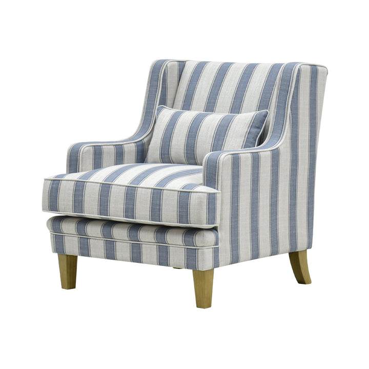 Bondi Hamptons Armchair Blue Sky Stripe W/White Piping