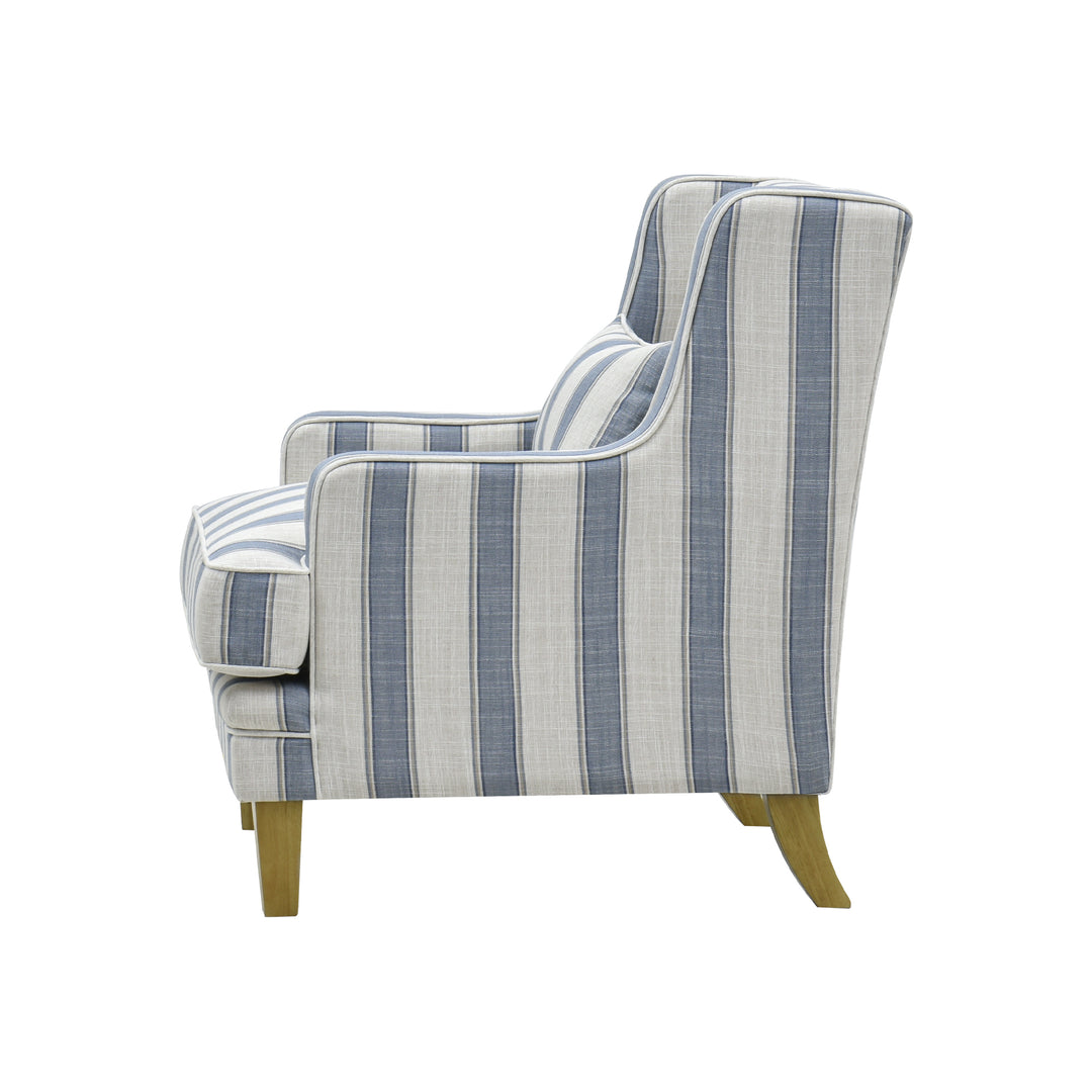 Bondi Hamptons Armchair Blue Sky Stripe W/White Piping