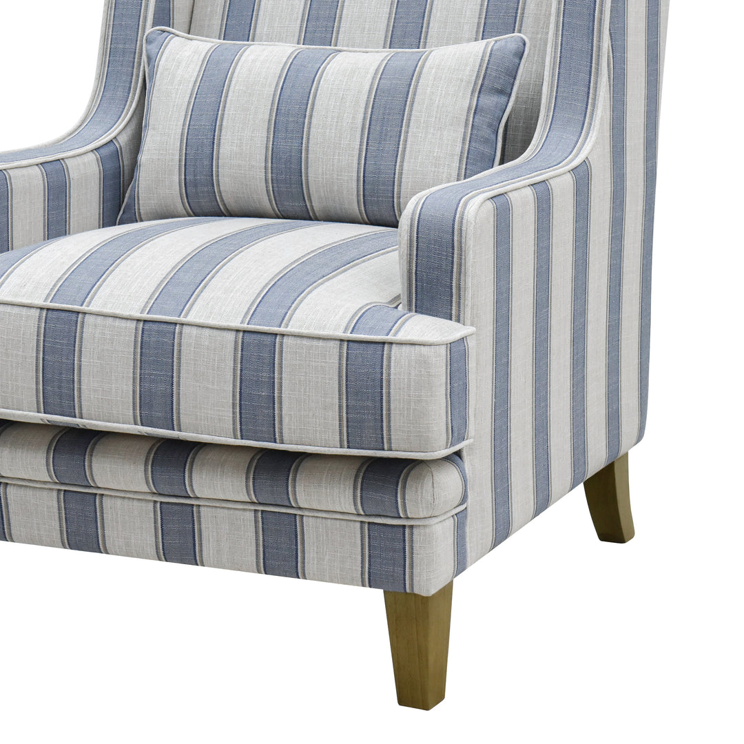 Bondi Hamptons Armchair Blue Sky Stripe W/White Piping