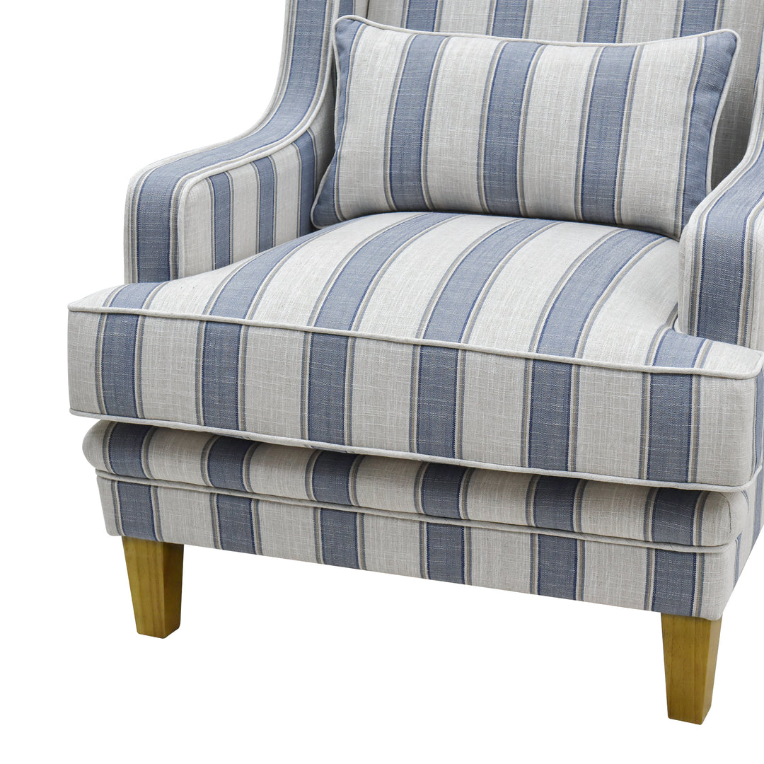 Bondi Hamptons Armchair Blue Sky Stripe W/White Piping