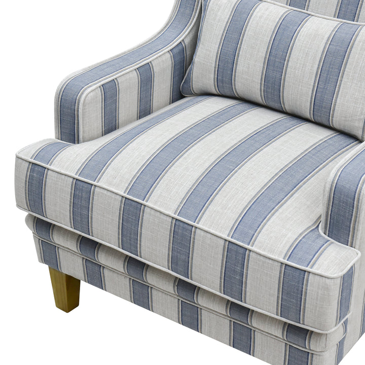 Bondi Hamptons Armchair Blue Sky Stripe W/White Piping