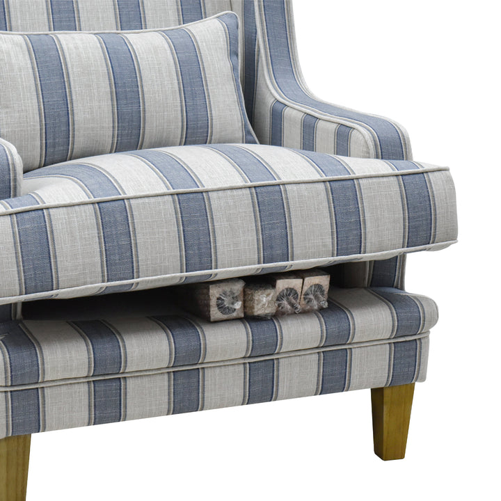 Bondi Hamptons Armchair Blue Sky Stripe W/White Piping