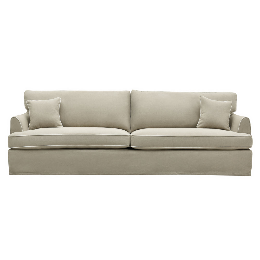 Slip Cover Only - Byron Hamptons 4 Seat Sofa Natural W/White Piping