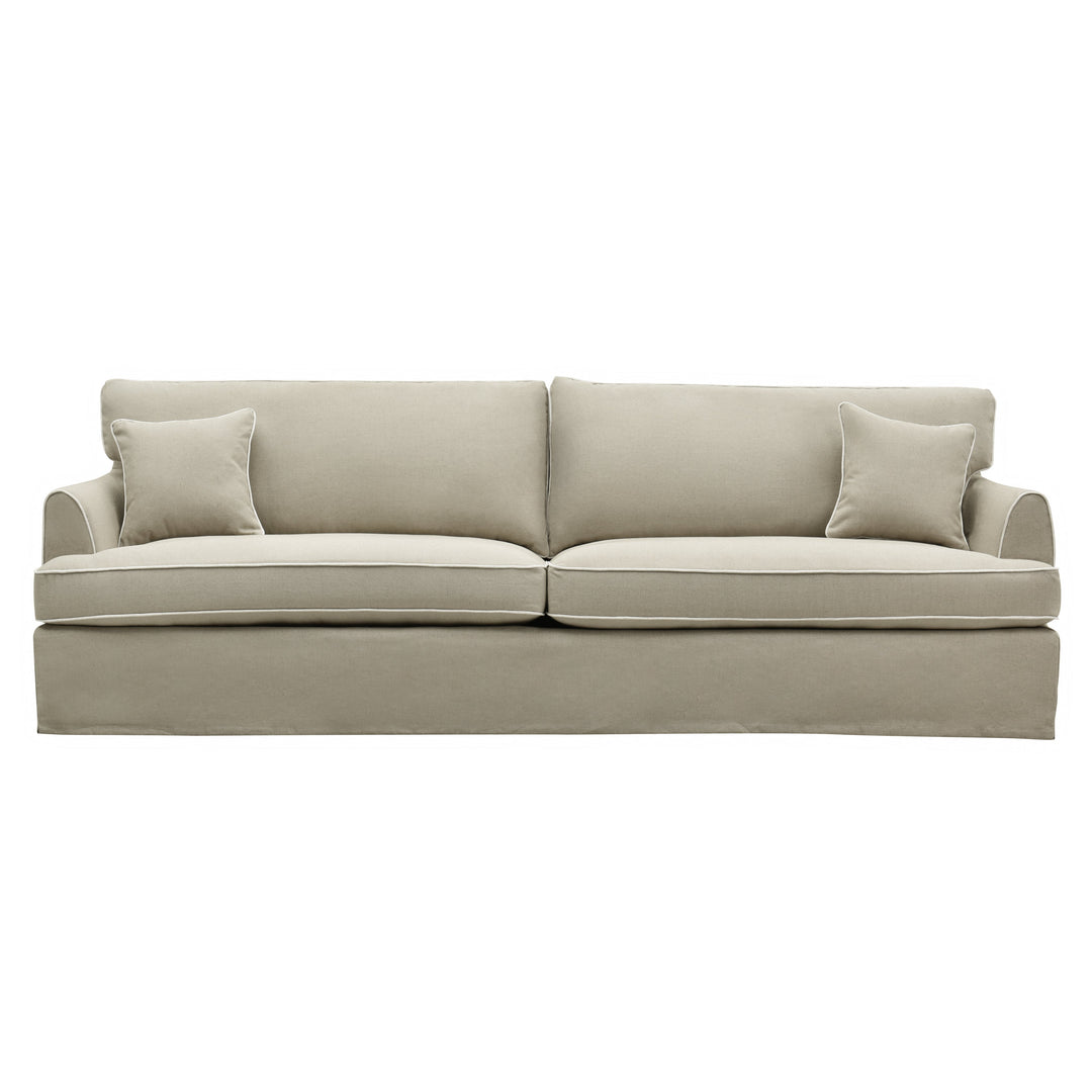 Byron Hamptons 4 Seat Sofa Natural W/White Piping