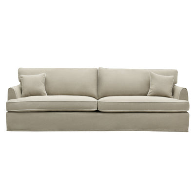 Byron Hamptons 4 Seat Sofa Natural W/White Piping Linen Blend