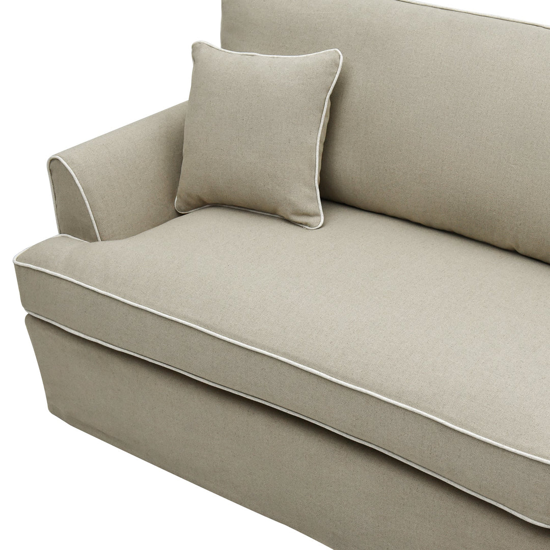 Byron Hamptons 4 Seat Sofa Natural W/White Piping