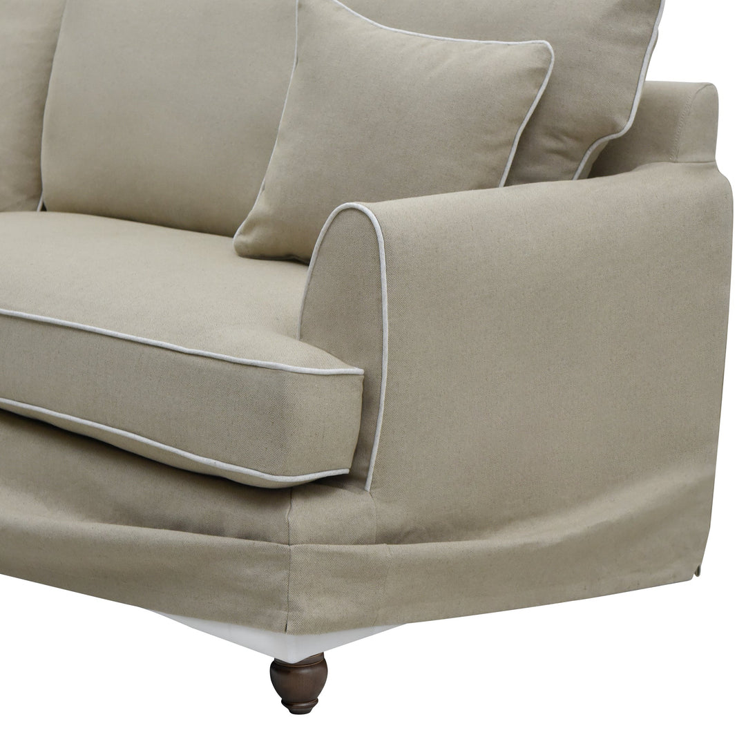 Byron Hamptons 4 Seat Sofa Natural W/White Piping