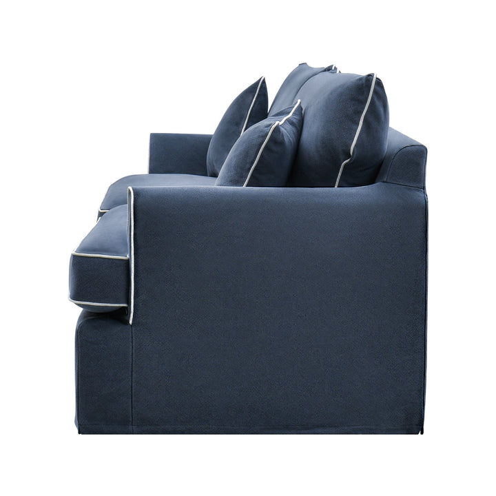 Byron Hamptons 4 Seat Sofa Navy W/White Piping