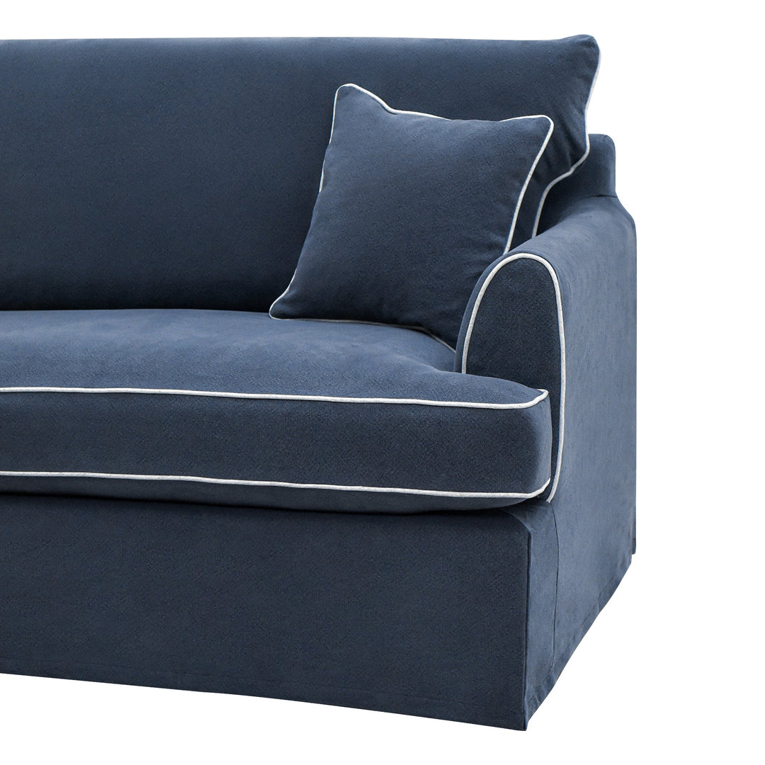 Byron Hamptons 4 Seat Sofa Navy W/White Piping