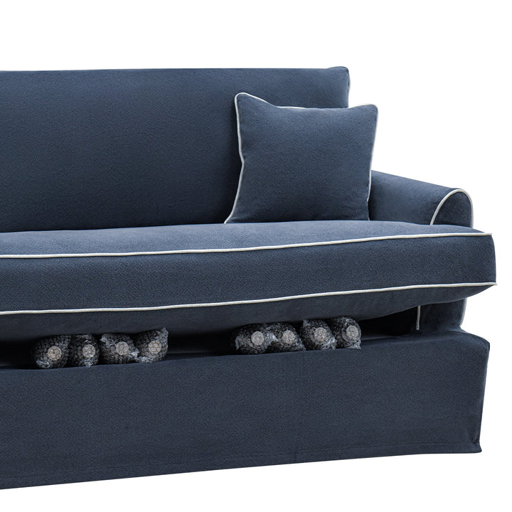 Byron Hamptons 4 Seat Sofa Navy W/White Piping