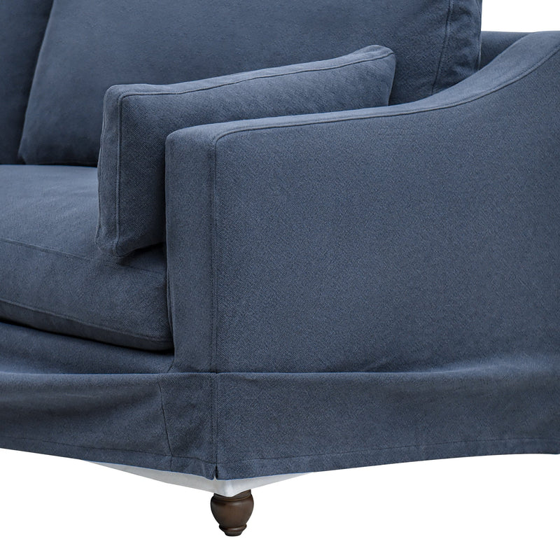 Clovelly 4 Seat Hamptons Sofa Navy Linen Blend