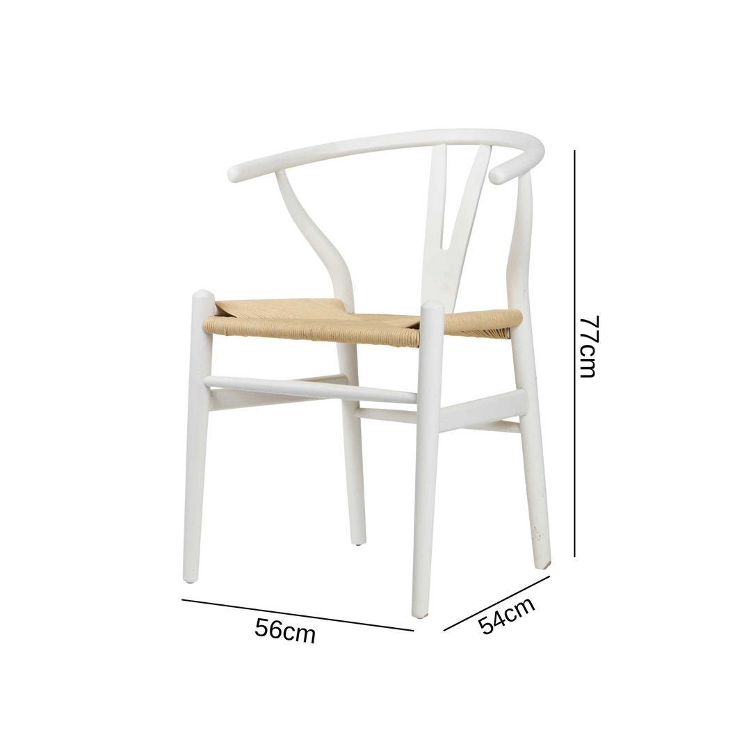 Atlas Dining Chair White Frame Natural Seat