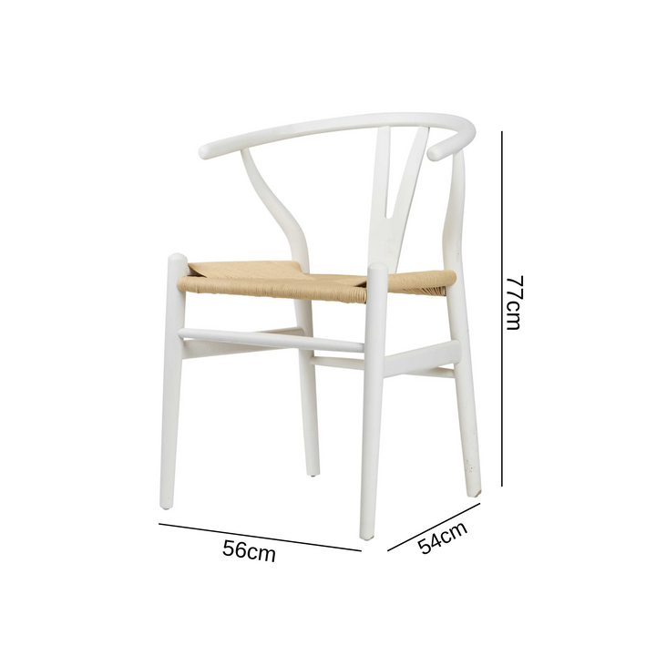 Atlas Dining Chair White Frame Natural Seat