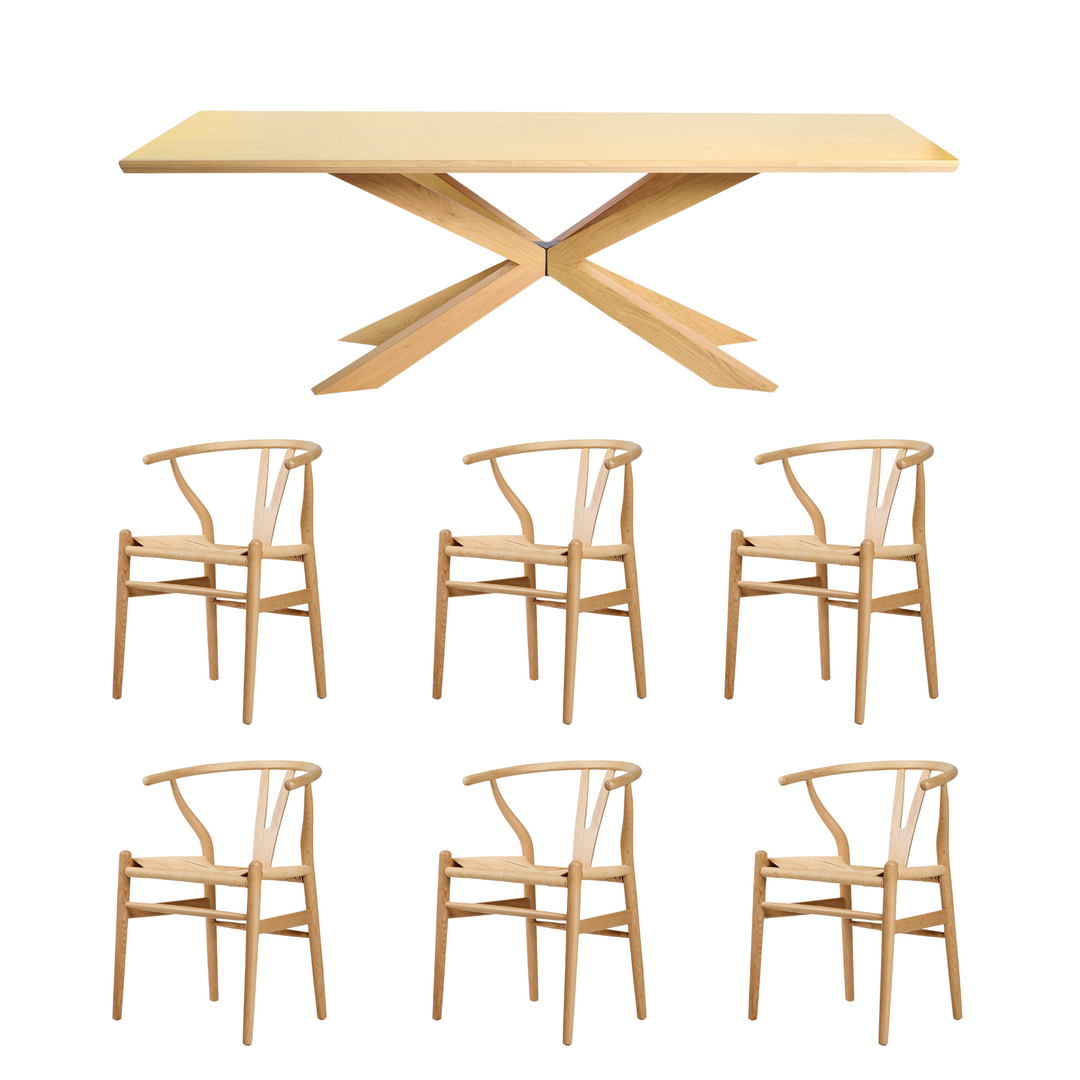 Albany 7 Piece Dining Package - Table Ash 240cm and 6 x Atlas Natural Dining Chairs