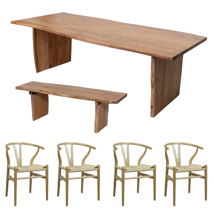 Sloane 6 Pce Dining Table Natural Block Base 180cm Package