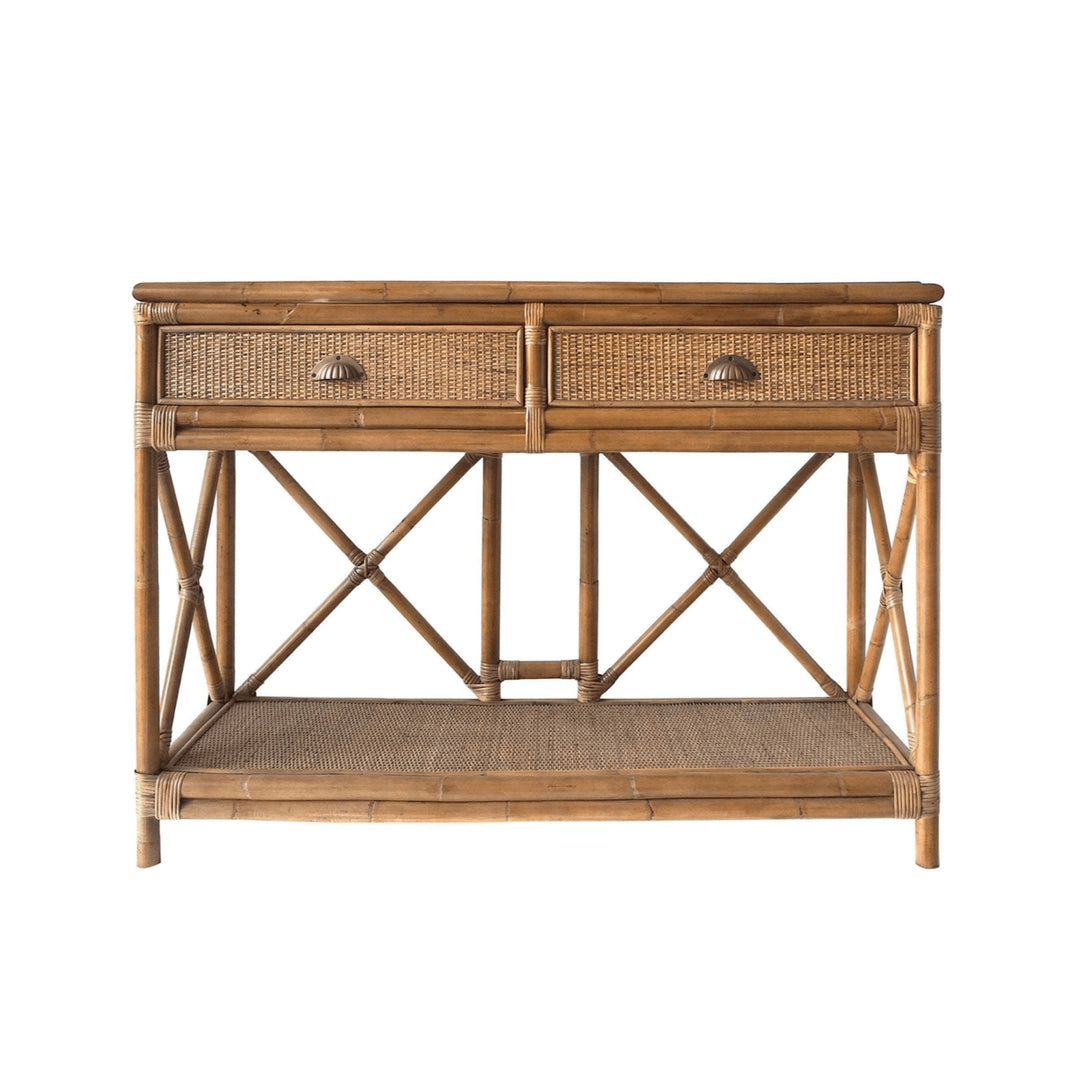 Cayman Rattan 2 Drawer Hamptons Console