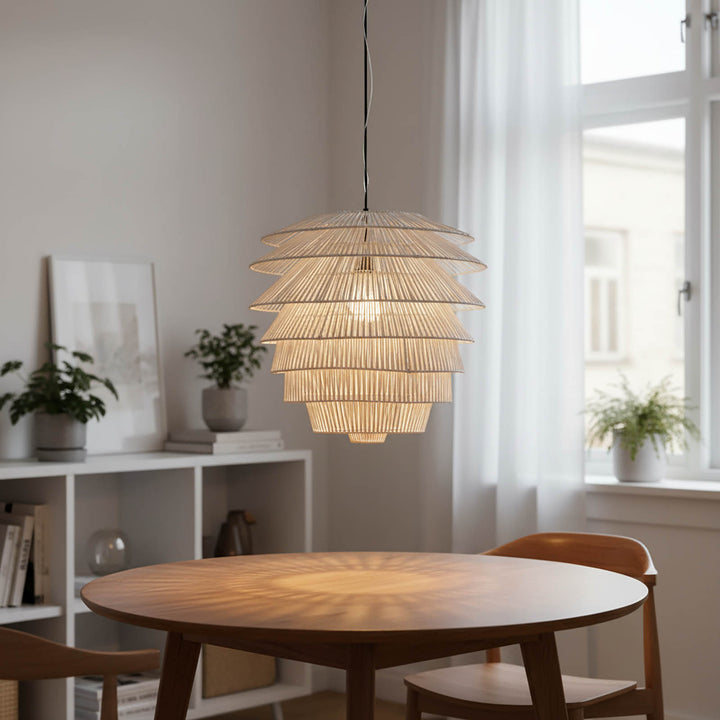 Saba Rattan Ceiling Pendant White