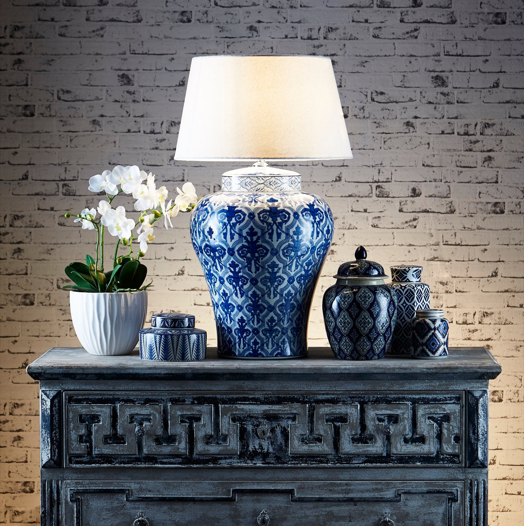 Churchill Ceramic Table Lamp Base Blue and White- Base Only